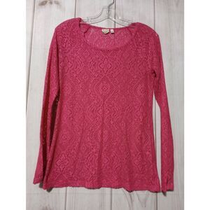 Mudd Shirt Ladies Large Pink Mesh Long‎ Sleeve Y2K